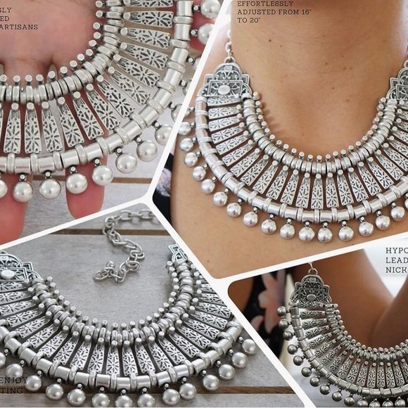 Gypsy Boho Bib Choker Coin Necklace Gothic Chunky Silver Statement NEW - Picture 5 of 8